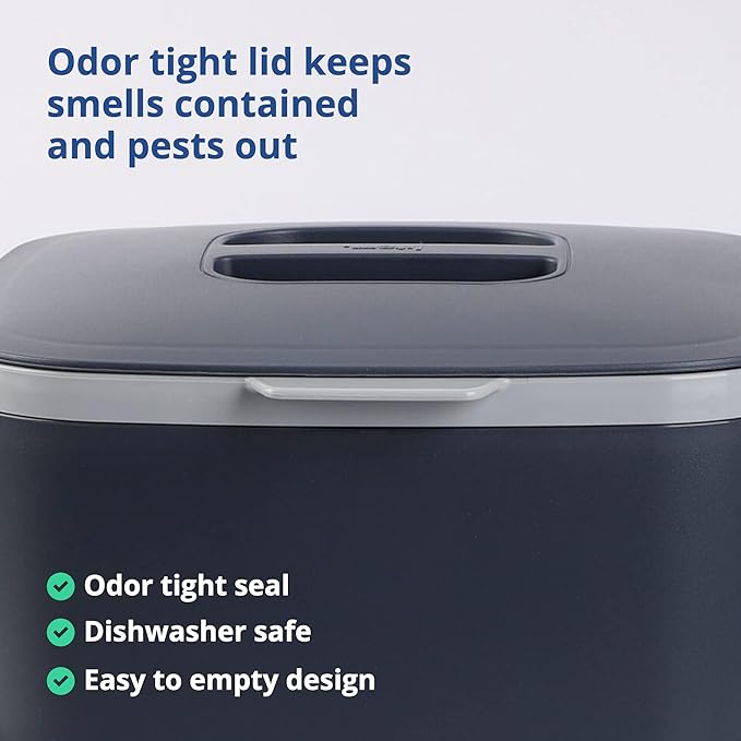 Blue Ginkgo Kitchen Compost Bin [5L / 1.32 GAL] – Filter-Free, Odor-Tight Countertop Food Waste Pail with Handles (Made in Korea, Gray)