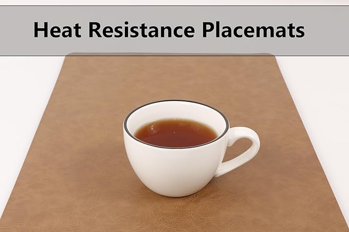 Faux Leather Placemats, PU Table Mats, Waterproof, Stain Resistant, Heat Resistant, Non-Slip Easy to Clean for Kitchen Dining Table,Conference Table