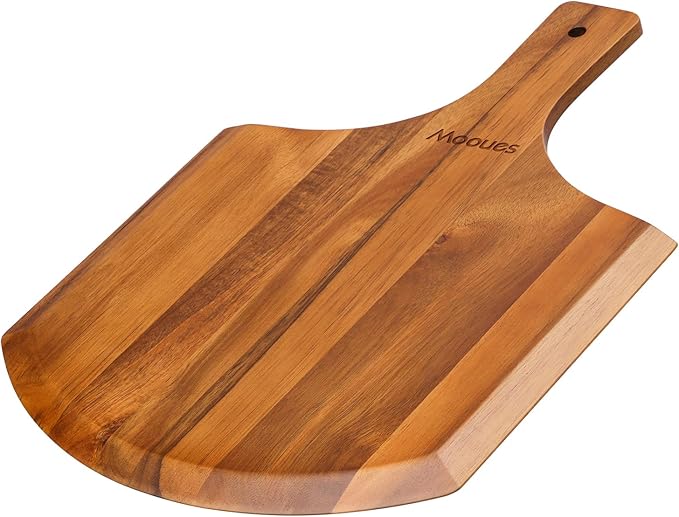 12 Inch Natural Wooden Pizza Peel - Paddle Spatula Oven Accessory for Transferring & Serving - Wood Cutting Board for Cheese, Bread, Fruit
