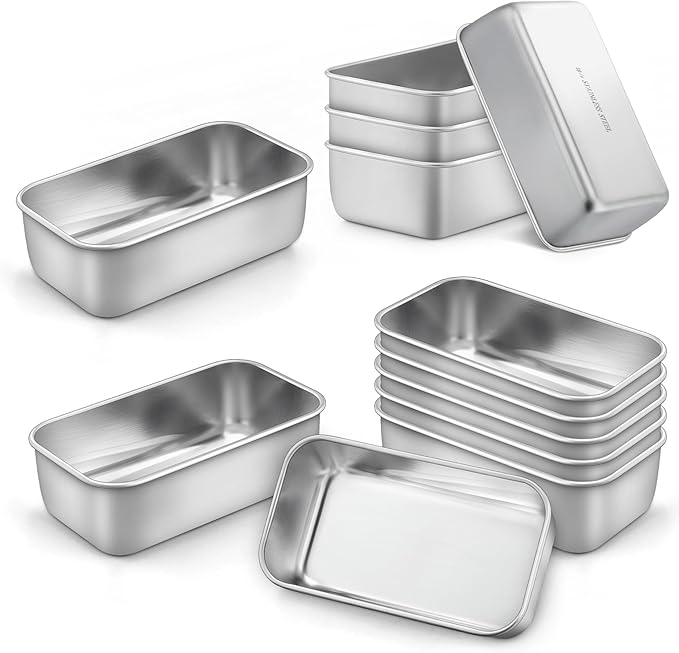 LIANYU 12 Pack Mini Loaf Pan for Baking Bread, 6.3 x 3.5 Inch Stainless Steel Small Bread Loaf Pan for Homemade Meatloaf, Tin Loaf Baking Pan Perfect for Banana Sourdough Sandwich, Dishwasher Safe
