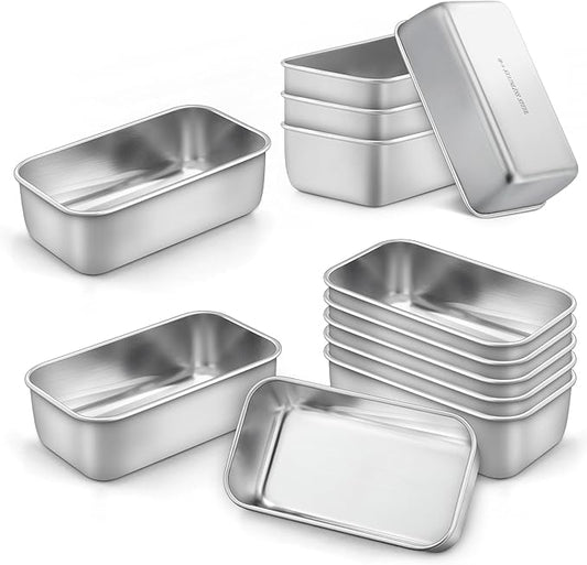 LIANYU 12 Pack Mini Loaf Pan for Baking Bread, 6.3 x 3.5 Inch Stainless Steel Small Bread Loaf Pan for Homemade Meatloaf, Tin Loaf Baking Pan Perfect for Banana Sourdough Sandwich, Dishwasher Safe