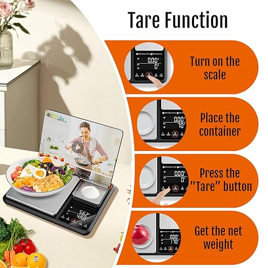 Dual Platform Digital Kitchen and Food Scale 0.01g/300g & 1g/10kg，Digital Weight Grams and Oz，Black with Stainless Steel