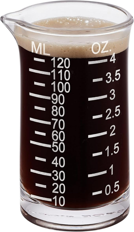 Ackers 4 Oz Glass Measuring Cup,Borosilicate Shot Glass with V-Shaped Spout-Etching Scale