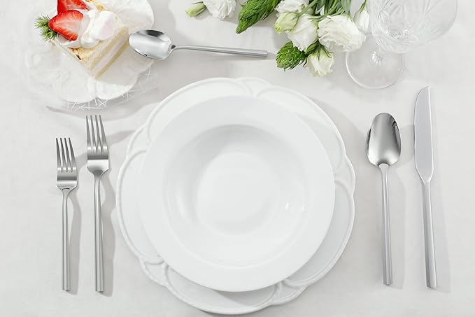 DEACORY Silverware Set Flatware Set Stainless Steel Cutlery Set Silver Mirror Finished Hexagon Handle 5 Pieces Service for 1