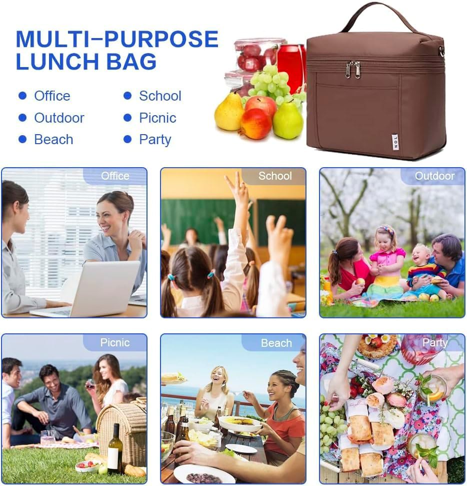 NOL Natural Organic Lifestyle Insulated Lunch Bags for Women Cooler Bag Lightweight Nylon Waterproof Lunch Box For Work