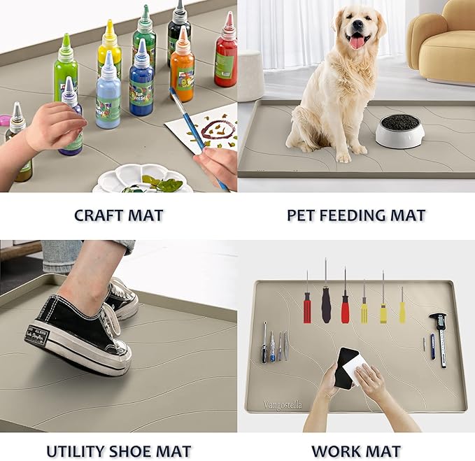 Heavy Duty Silicone Under Sink Mat for Kitchen&Bathroom 25" x 19", Waterproof Under Sink Rubber Mat Drip Tray, Raised Edge Under Sink Liner,Prevent Drips, Leaks, Spills,Brown