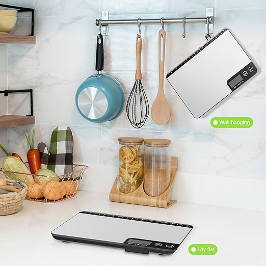 Large Food Scale Digital 15kg, Kitchen Scales with Customized Auto Shut Off Time Setting 3, 10 & 60 Mins, Weight Balance with 1g Accuracy and LCD Display, Grams and Oz for Home Use