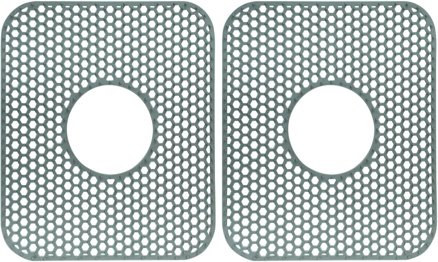 2 Pack Non-Slip Kitchen Sink Mats, Heat Resistant Sink Protectors for Folding Farmhouse, Center Drain Silicone Mat for Bottom of Stainless Steel Porcelain Kitchen