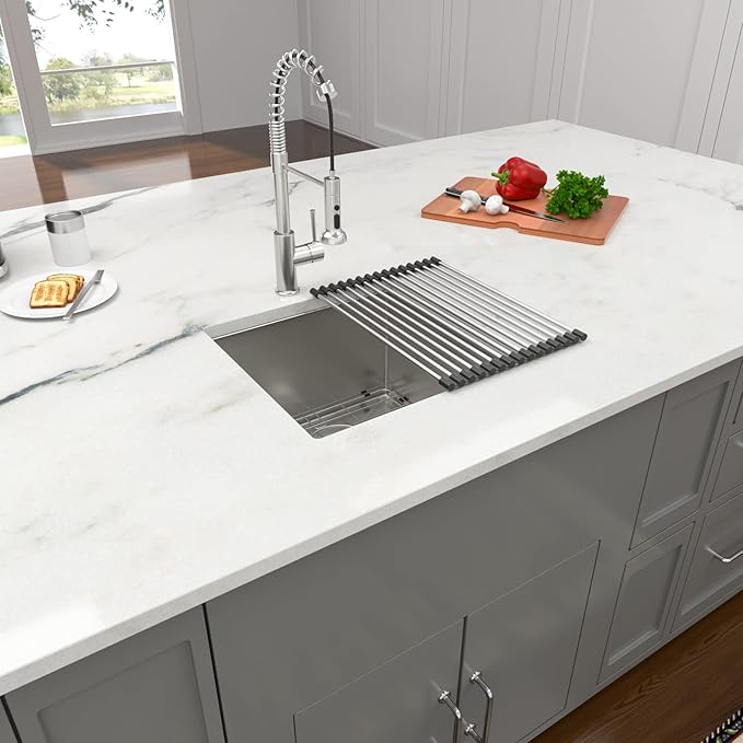 Lordear Undermount Bar Sink 17 Inch Deep Single Bowl 16 Gauge Stainless Steel Under Counter Square Kitchen Bar Prep RV Camper Outdoor Handmade Sink Basin