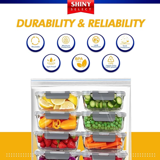 [PACK OF 25] Extra X-Large Big 5 Gallon Storage Bags For Food Prep, Travel, Organization, Moving or Storage, 2 Mil. Thick, 18" x 24",