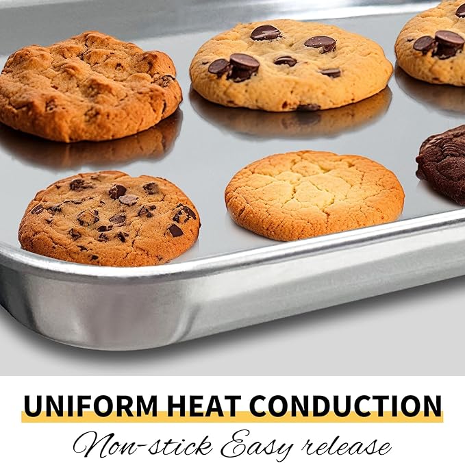 3 sets（18/16/12）Piece Stainless Steel Baking Pan Set – Heavy Duty, Non-Stick, Oven Safe, Perfect for Cakes, Cookies & Roasts，Commercial Cookie Trays, Oven & Dishwasher Safe - Rustproof & Durable