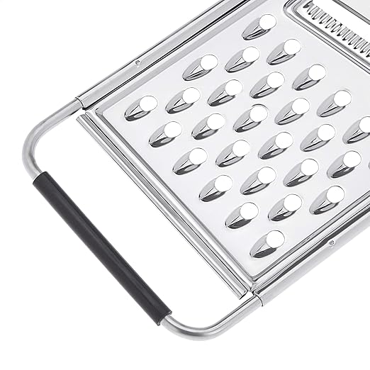 Amazon Basics Cheese Grater with Handle, Stainless Steel Zester, Rectangular, Non-Slip, Multifunction Tool for Kitchen Prep, Black