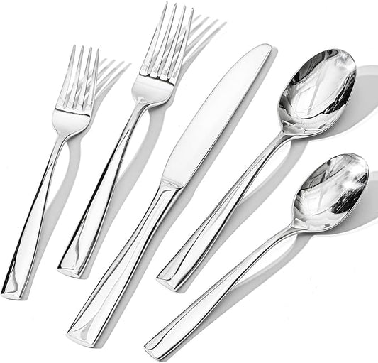 HIKAA 40-Piece Silverware Set for 8, Heavy Duty Stainless Steel Flatware Cutlery Set For Home Kitchen Restaurant Hotel, Kitchen Utensils Set, Mirror Polished, Dishwasher Safe