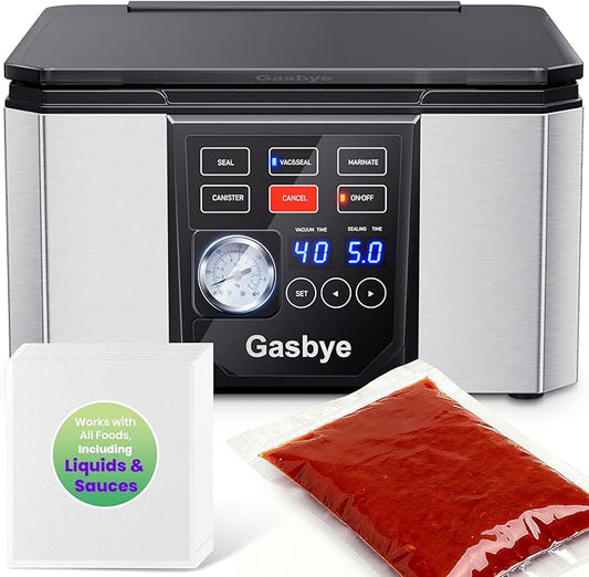 Chamber Vacuum Sealer – 5.28QT Large Chamber, Replaceable 11.5" Sealing Bar with Double Seal, Perfect for Meats, Soups, Sauces & Liquids, Includes 30 Pre-Cut Vacuum Bags, Stainless Steel
