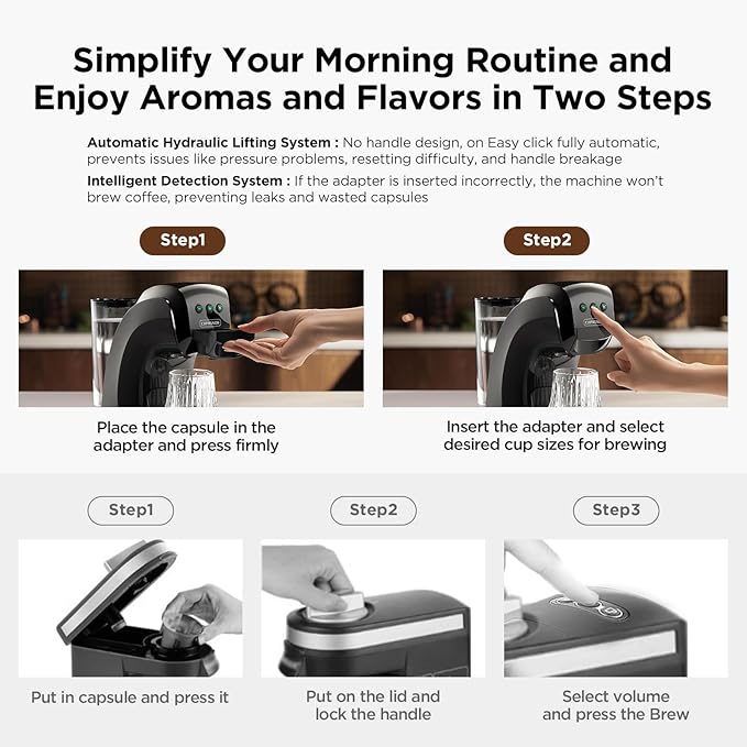 Warriors1 Single Serve Coffee Maker for Keurig K Cup, Espresso Machine for Nespresso Original, Dolce Gusto Pod, Ground Coffee, Cappuccino & Latte Coffee Machine, 20 Bar Espresso Maker, 3 Brew Sizes