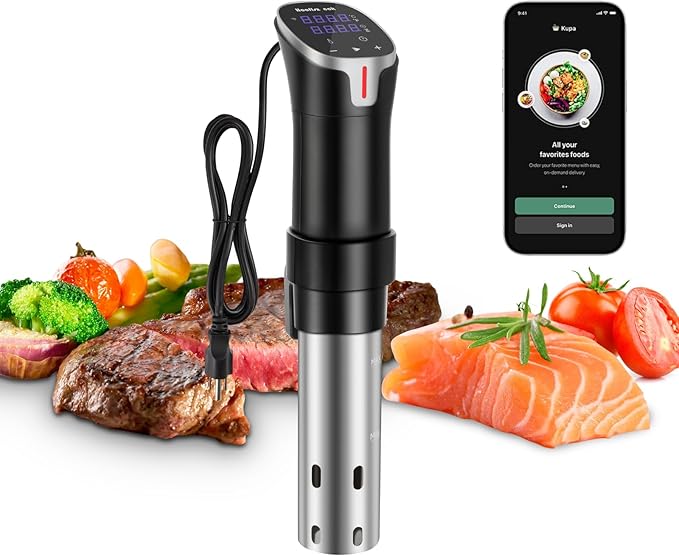 Sous Vide Cooker with APP Control,1100W Precision Sous Vide Machine with Digital Touch Screen,Ultra-quiet Immersion Circulator with Recipe and Timer for Beginners Home Chefs