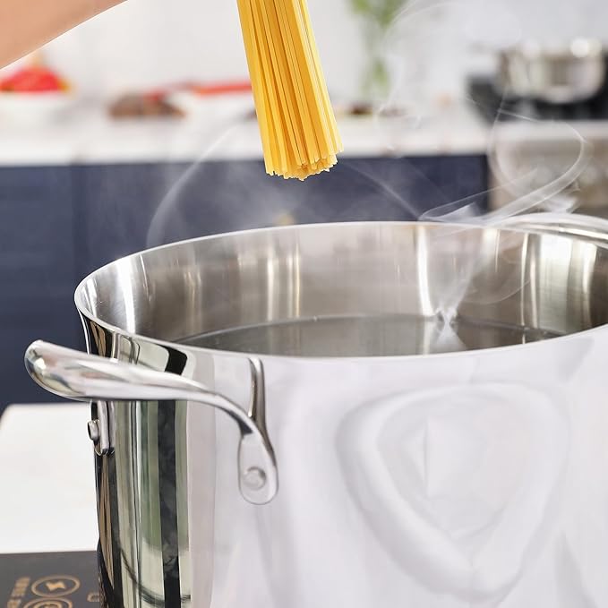 KEAWELL K3 Premium 8-Quart Tri-Ply Stainless Steel Stockpot with Lid, Induction & Oven Safe up to 600°F, Even Heating, Professional Cookware for All Stovetops (8-Qt)