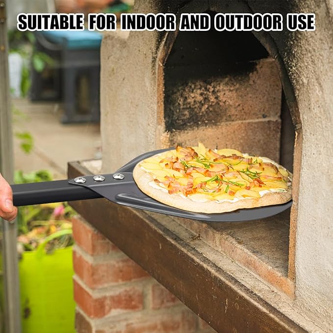 Pizza Turning Peel 7 Inch Round Anodized Aluminum Perforated Pizza Peel Turner With Metal Handle Pizza Paddle Spinner For Outdoor Pizza Oven Accessories