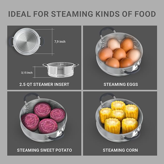 SUNHOUSE Cookware for Cooking (STEAMER POT, 3 Quarts)