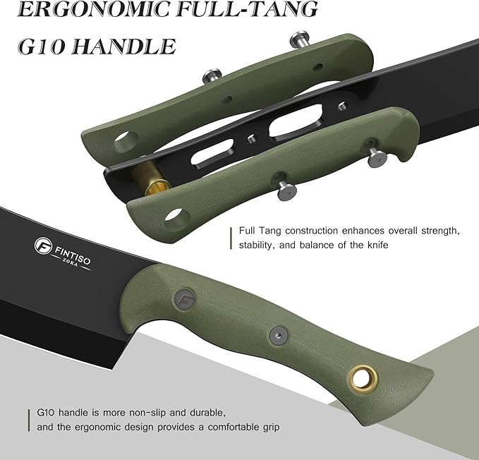 5.5 Inch Butcher Knife, 2-in-1 Chef & Meat Cleaver Knife with Sheath, Multipurpose Full Tang G10 Handle Kitchen Knives for Bone Chopping, 14C28N High Carbon Stainless Steel for Home and Outdoor