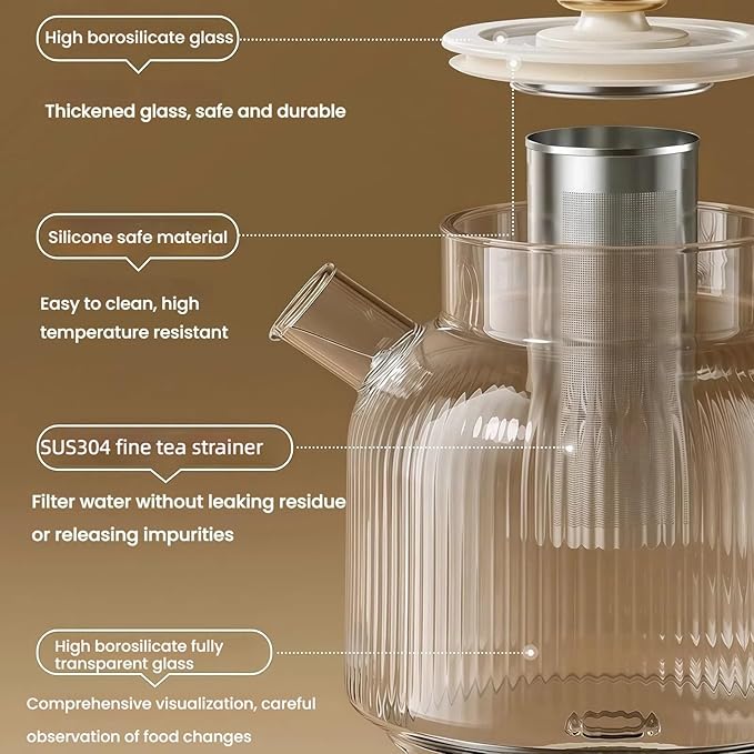 1L Glass Electric Kettle with Fast Boiling & Keep Warm,LED Display,BPA-Free Health Pot,Microcomputer Control Electric Tea Kettle,Boil-Dry Protection for Home,Office,Dorm(110V)