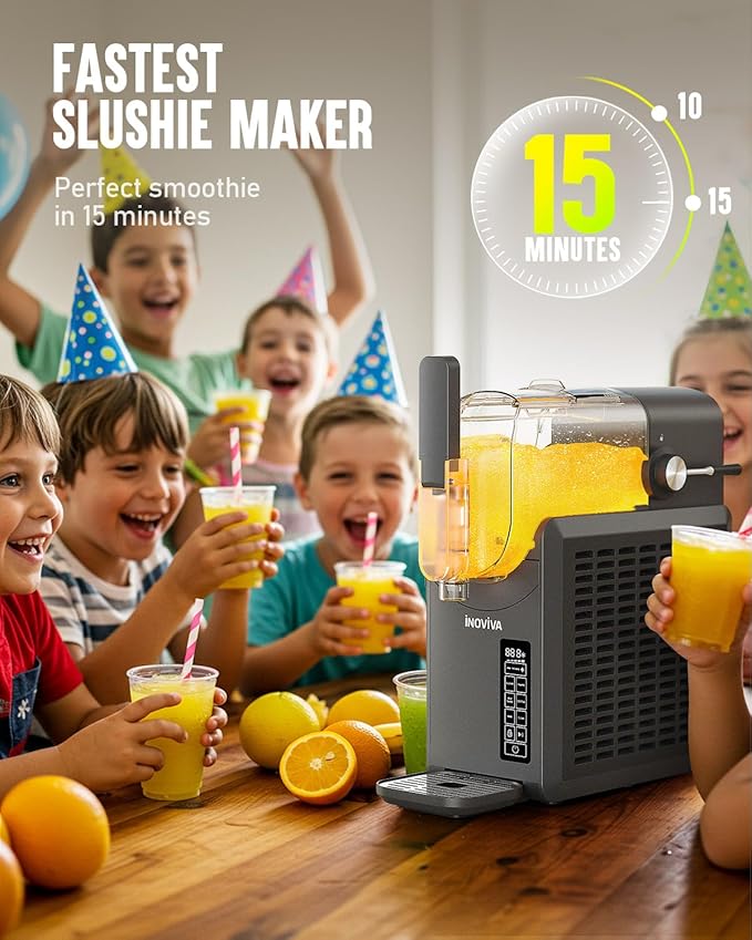 Slushie Machine, 88 oz INOVIVA Slushy Machine for Home with Self-Cleaning Function, No Ice Needed, Professional Frozen Drink Maker, 5 Preset Programs, Frozen Margaritas, Frappés, Milkshake, and More