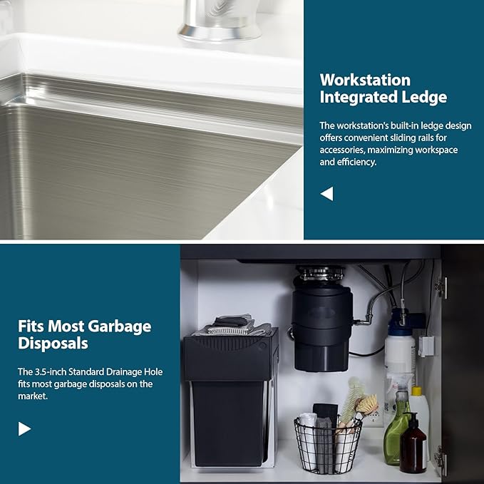 Undermount Bar Sink 12x15 Inch Kitchen Sink Single Bowl Workstation 16 Gauge Stainless Steel 8 In Deep Small Bar Sinks with Practical Accessories