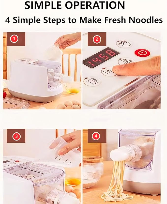 Electric Noodle Machine, 260w Household Fully Automatic, 13 Types Of Noodle Molds, 500g Flour Capacity Italian Noodle Machine