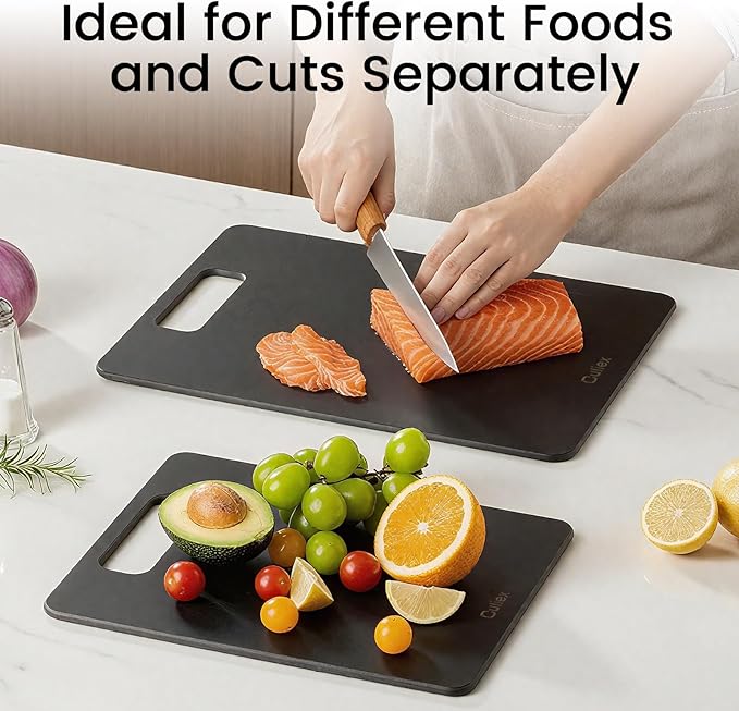 Wood Fiber Cutting Board 2-Pack, Composite Chopping Boards for Kitchen, Dishwasher Safe, Non-Toxic, High Density, Knife Friendly, BPA Free, Non-Slip Feet for Cutting Meat, Vegetables, Fruits