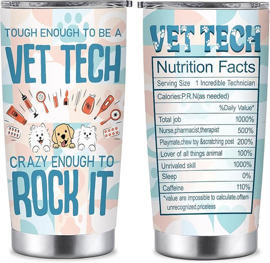 Vet Tech Gifts, Vet Tech Week Appreciation Gifts, Veterinary Tumbler Stainless Steel 20oz Straw Lid, Veterinary Technician Gift for Birthday Graduation Christmas