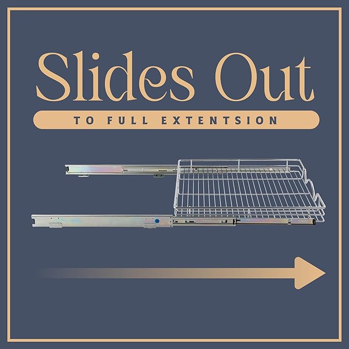 HOLDN’ STORAGE Pull Out Cabinet Organizer, Heavy Duty Caddy w/Lifetime Limited Warranty -20”W x 21”D - Requires At Least 21-1/4” Cabinet Opening, Steel Metal Cabinet Drawers Slide Out, Chrome