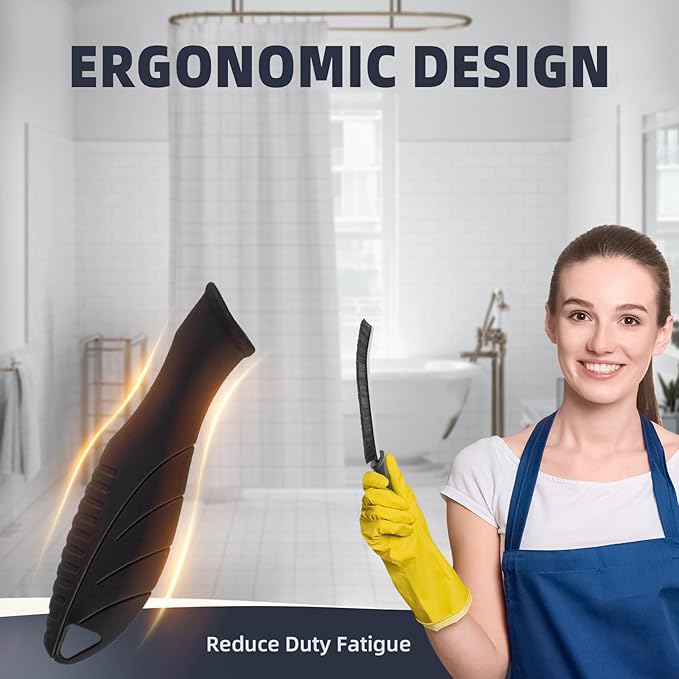 Hard Bristle Crevice Cleaning Brush - Home Cleaning Tools, Multi-Purpose Crevice Supplies for Kitchen, Bathroom, Toilet, Window, Vehicle, Faucets, Grout, Home(3, Black)