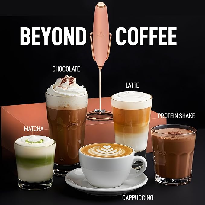 Zulay Kitchen Executive Series Luxury Gift Milk Frother with 4 Duracell Batteries – Handheld Electric Foam Maker for Coffee, Lattes & Hot Chocolate – Deluxe Finish, Ultimate Gift for Coffee Lovers