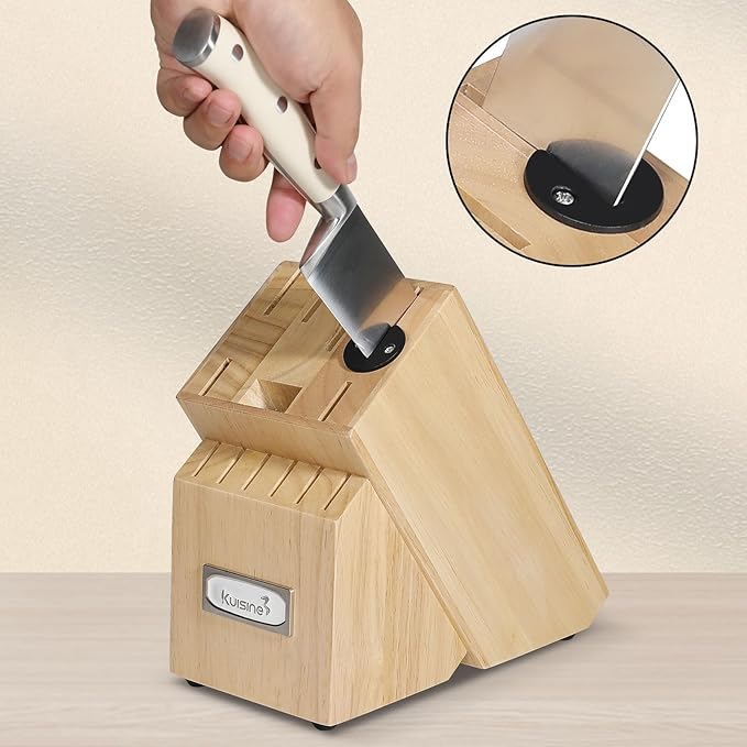 Kuisine Chef Knife Set,High Carbon Stainless Steel Sharp Knife Set Ergonomic Handle,Kitchen Knife Block Set with Built-in Sharpener(Ivory Pro,15PCS)