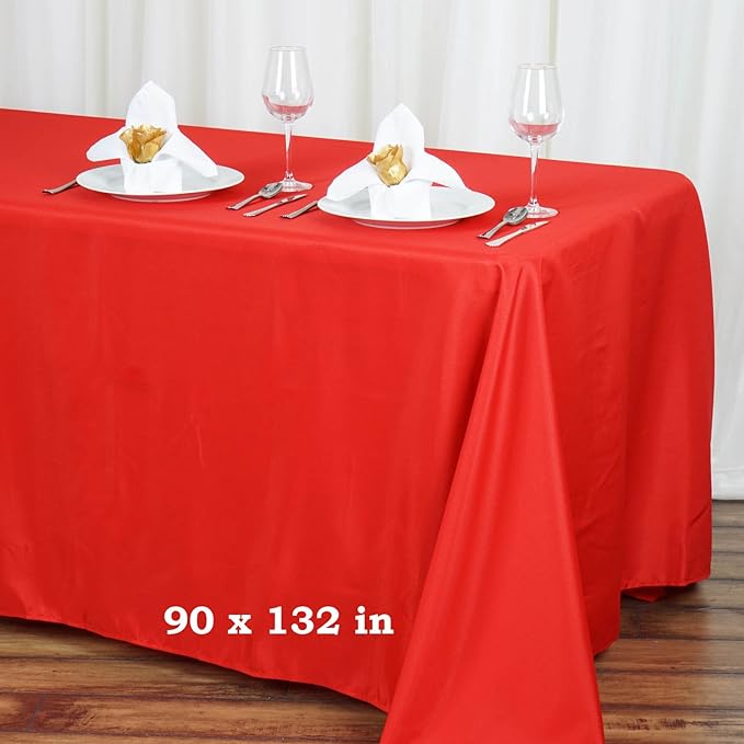 LinenTablecloth Polyester Tablecloth 90-Inch By 132-Inch, Red