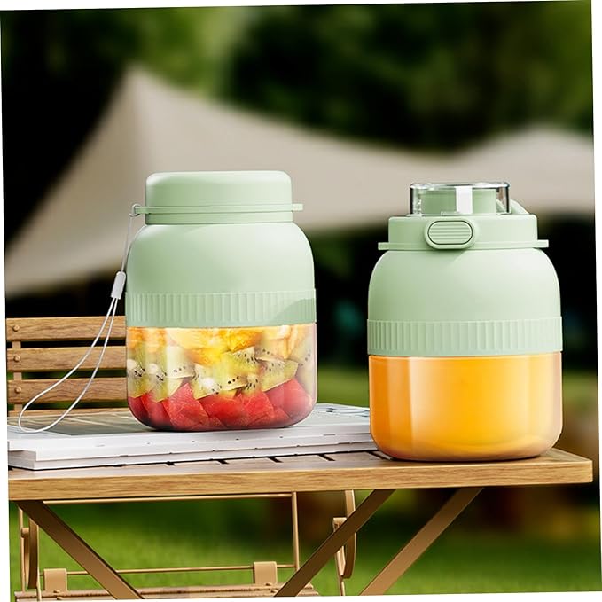 Portable Blender, 500ml Rechargeable Portable Juicer with Dual Lids & Straw Leakproof 10-Blade Electric Blender for Juicing, Complementary Food, Grinding, Ice