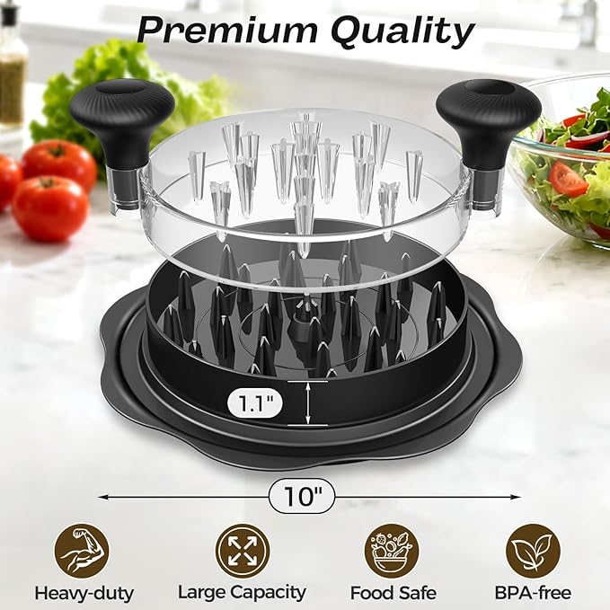 10'' Pro Chicken Shredder Tool Twist Large for Kitchen, BPA-Free Food-Safe Meat Grinder, Visible Chicken Breast Meat Shredder with Strong Anti-Slip Bottom & Ergonomic Handle, Black