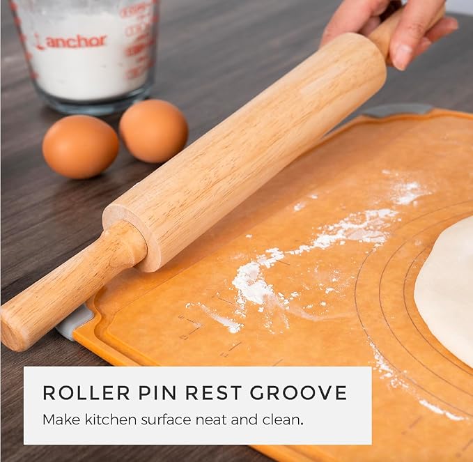 Elihome Essential Baking Pastry & Cutting Board for Kitchen, Wood Fiber Cutting Board for Kitchen, Knife Friendly, Dishwasher Safe, Non-Slip Feet, Juice Groove, Non-Porous, Eco Friendly, 15" x 18"