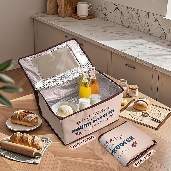 Folding Dough Proofer Box with Temp Control (50-130℉) & 24H Timer, Extra Large Bread Proofing Box for Sourdough, Pizza, Yogurt, Seed Starting, 3D Filament Drying, Space-Saving & Easy to Use