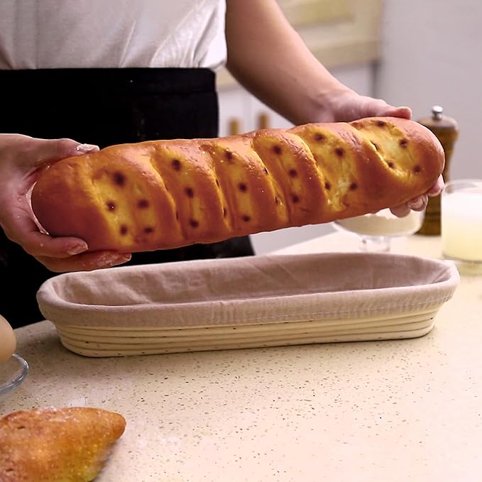 Bread Proofing Basket Sourdough Bread Baking Supplies Starter Kit Set (Baguette Baskets)