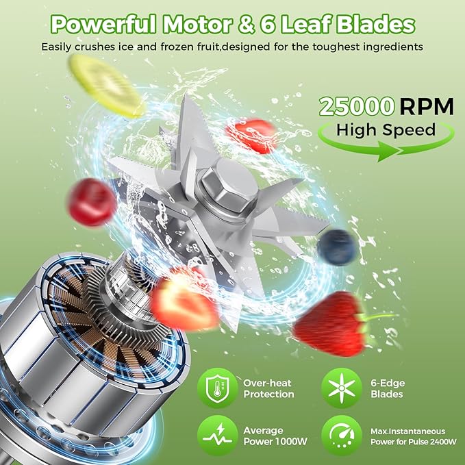 Professional Blender,Smoothies Blenders, PRASKY Max.2400Watts/1000Watts Blender and Grinder Combo 25000RPM Powerful Kitchen 68oz BPA Free 2 Containers Countertop Blenders Ice Crushing