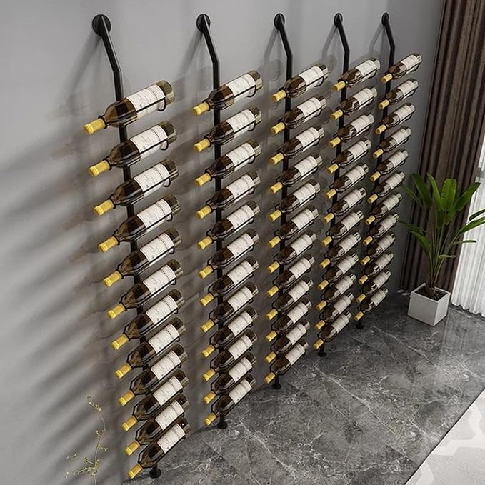 Wine Rack Wall Mounted, 72.8in High Metal Wine Bottle Holder for 12 Bottles, Kitchen Organization and Wine Storage for Commercial Restaurants Pantry Bar Wine Cellar (Gold, Three rows-36 Bottles)