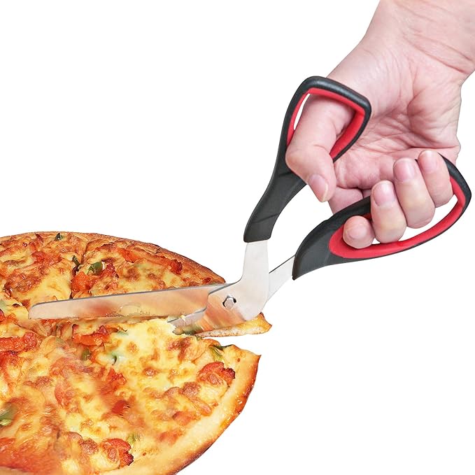 Pizza Scissors, Pizza Cutter with Ultra Sharp Detachable Blade and Ergonomic Soft Grip, 10.3Inch, Black&Red