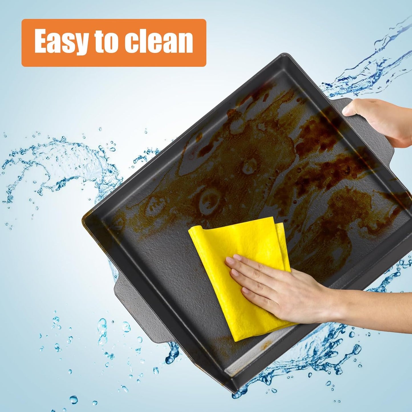 Universal Cast Iron Cooking Griddle Insert,Pre-Seasoned Nonstick Coating Griddle Pan for Gas Grill,BBQ Flat Top Grill Plate with High Sidewalls for All Grills and 4 Burner Range Oven,23" x 16"