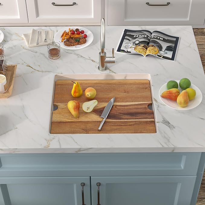 21"x18" Undermount Wet Bar Sink Workstation - White Granite Composite Quartz Classic Single Bowl Under Counter Small Kitchen Bar Prep RV Sink Basin