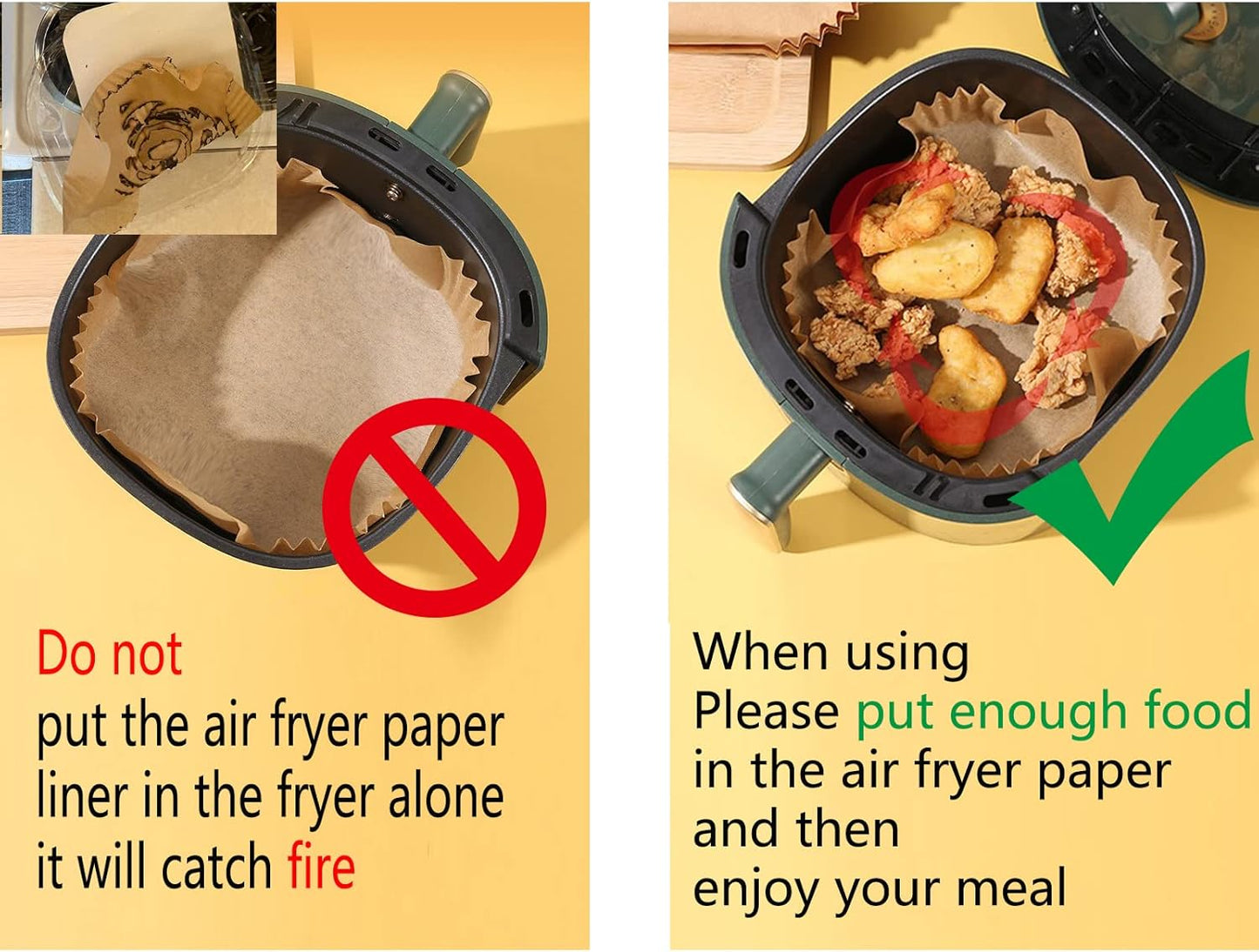 Air Fryer Disposable Paper Liners 9inch, Air Fryer Rack 100PCS Square Liners, Non-Stick Thickened Waterproof Oil-Proof Baking Paper(9.0''-XL)