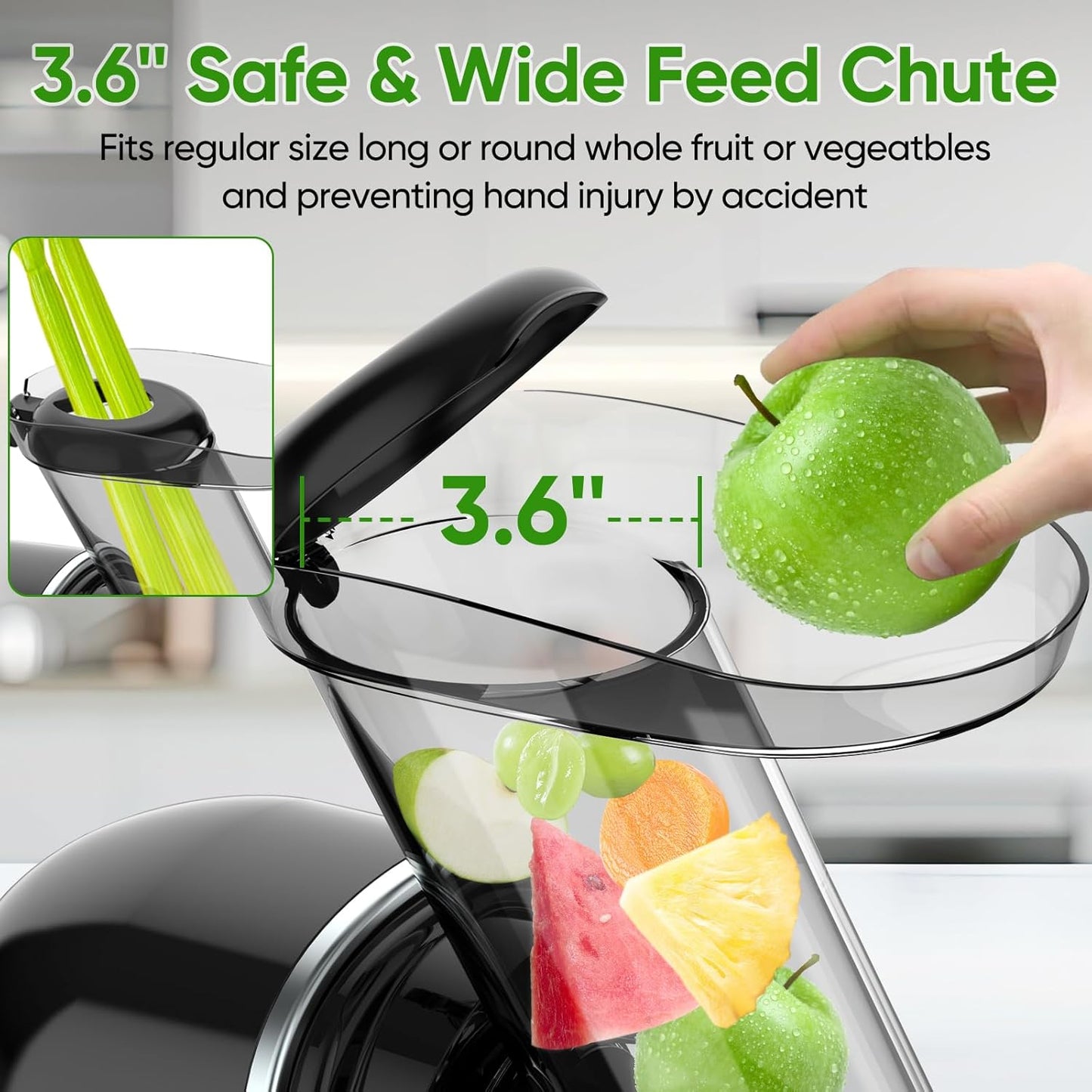 COZII Cold Press Juicer,Slow Masticating Juicer Extractor Soft/hard Mode & Quiet Motor,3.6 Inch Large Feed Chute For Vegetable and Fruit,Easy to Clean Juicer Machines,Dishwasher Safe,High Juice Yield