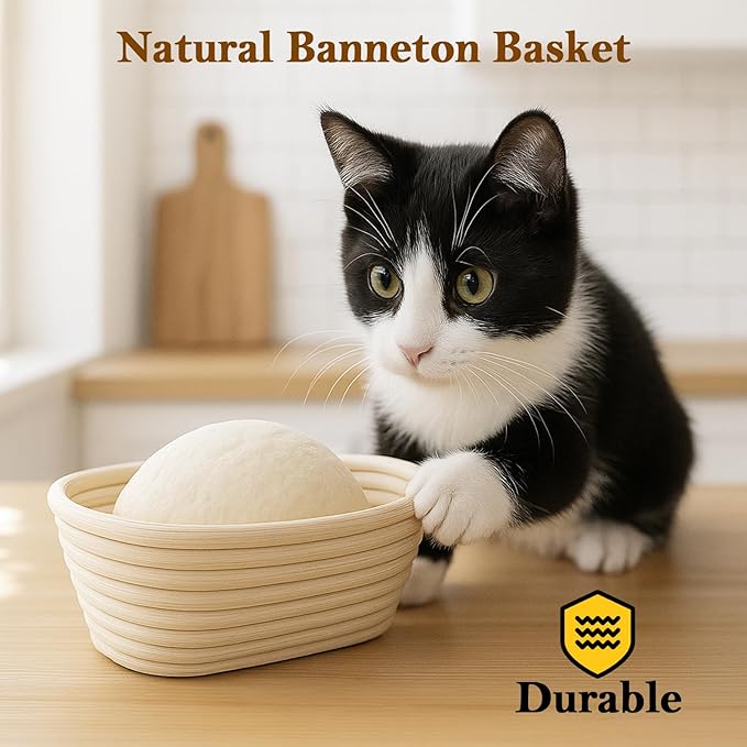 6 Inch Bread Banneton Proofing Basket Oval Mini Banneton Basket Set of 6, Small Sourdough Bakery Bowls with Liner Rattan Sourdough Baking Supplies for Home Bread Making and Baking