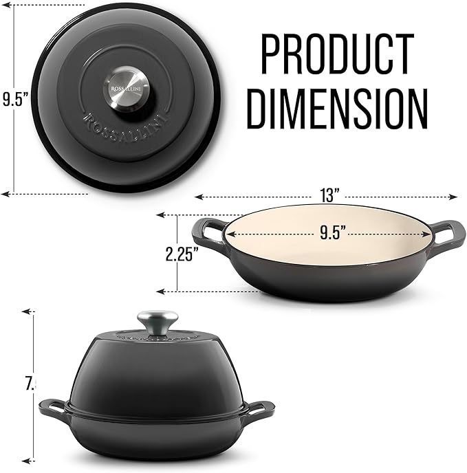 Signature Enameled Cast Iron Sourdough Bread Oven | Non-Stick with Tight Fitting Lid for Perfect Baking and Bread Making | 6QT Round Oven With Lid [Oyster Grey]