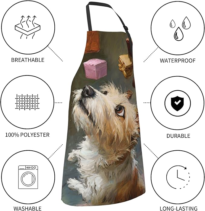 Funny Animal Apron with 2 Pockets Waterproof for Men Women Kitchen Garden Decor